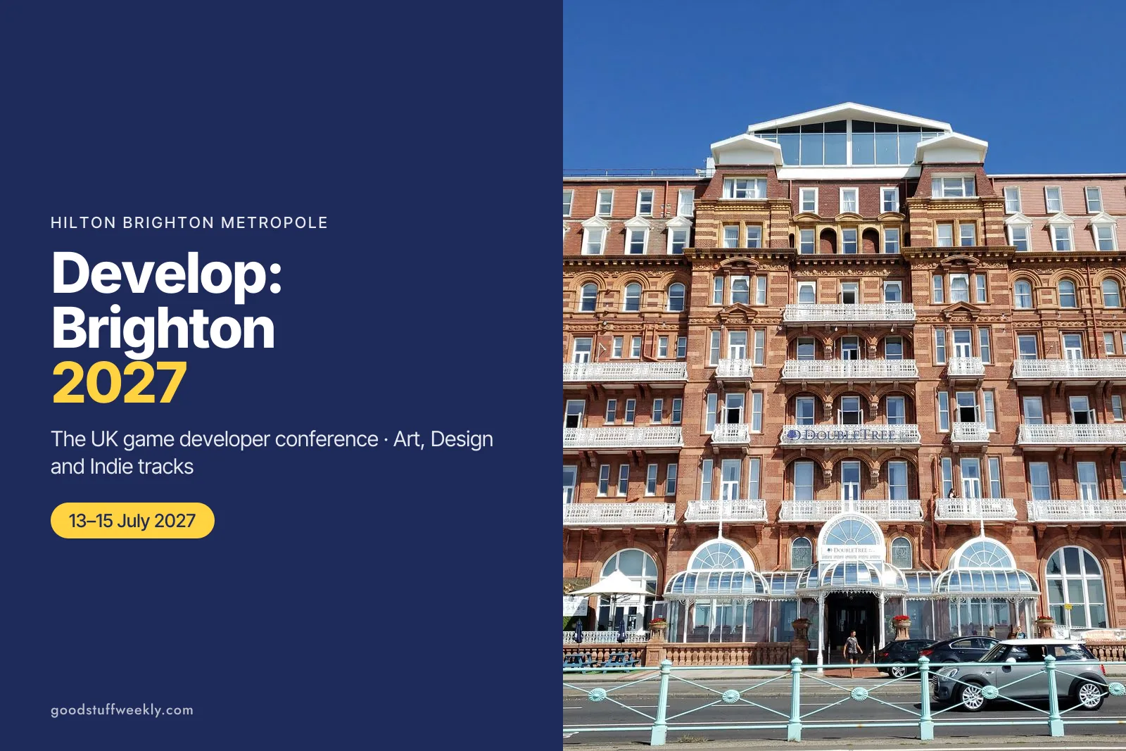 The red-brick Victorian facade of the Hilton Brighton Metropole on Brighton seafront, home of Develop:Brighton