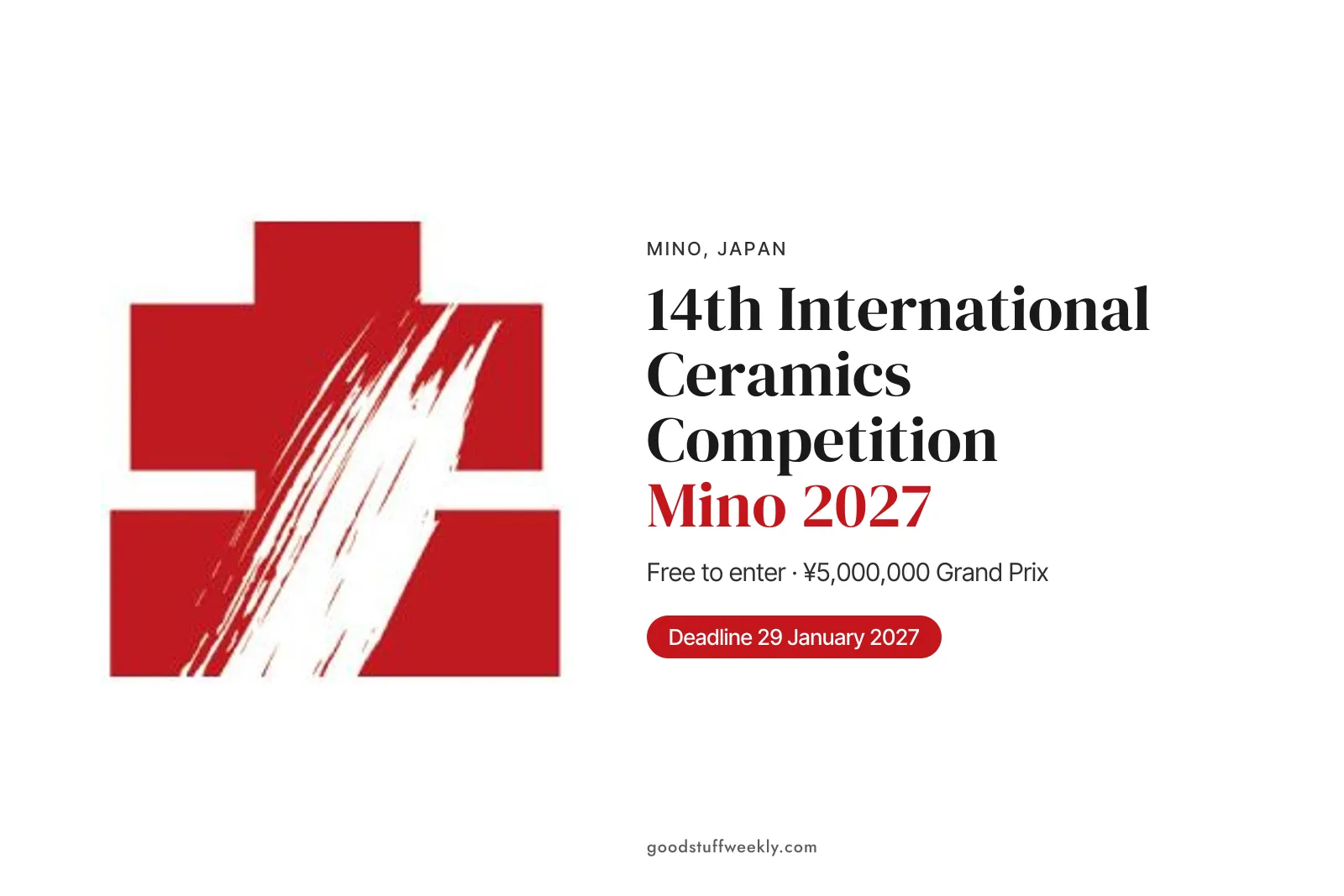 Red logo of the International Ceramics Festival Mino beside the competition title