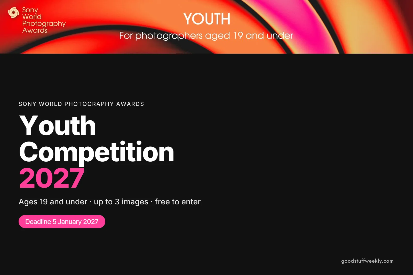 Sony World Photography Awards banner for the Youth competition above the title Youth Competition 2027