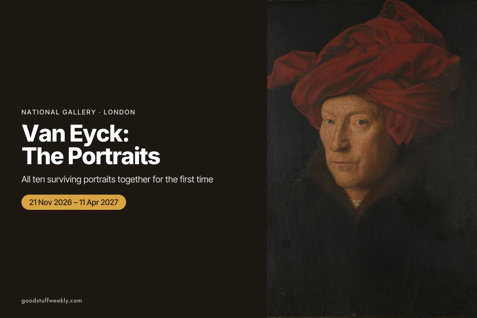 Jan van Eyck's Portrait of a Man (Self Portrait?), a man in a red turban, 1433